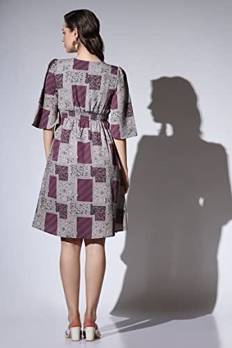 Image of Leriya Fashion Women's Dresses | Rayon Vintage All-Over Printed Knee Length Dresses for Women | Fancy Dress for Girls | Office Wear Dress for Women | Casual Dress |