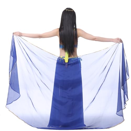 SHOWYOU Lightweight Semicircle Chiffon Hand Scarf Belly Dance Costume Outfit Hip Scarf Sequin Trim Shawls Veils4