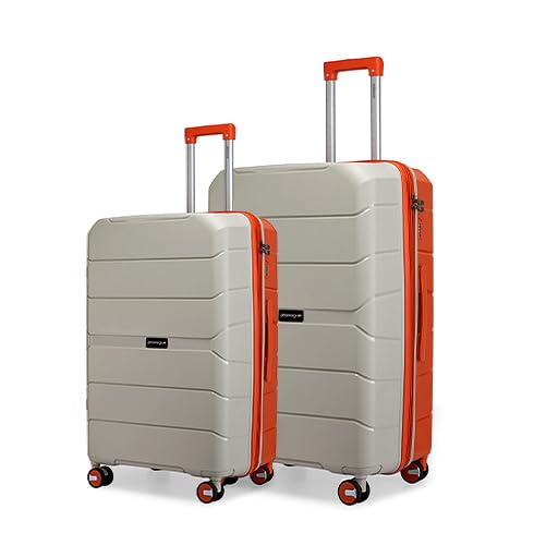 Image of Provogue Cascade Hard-Sided PP Trolley Bag Set of 2 | Expandable Space with 8 Wheels Trolley Bags for Travel | Lightweight with Combination Lock | 5 Year Warranty (Timberwolf Grey /Burnt Orange)