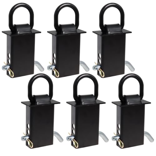 Hedday Trailer Stake Pocket D Ring 16200lbs Heavy Duty Removable Adjustable D-Ring Stake Pocket Tie Downs for Utility Trailers Flatbed Trucks w/ 1/2 Hitch Pin (Black 6PCS)