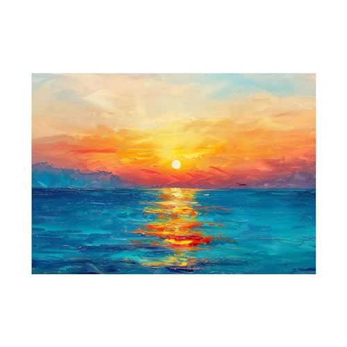 Peinture coucher de soleil sur toile pour illuminer un salon sombre 80x120cm