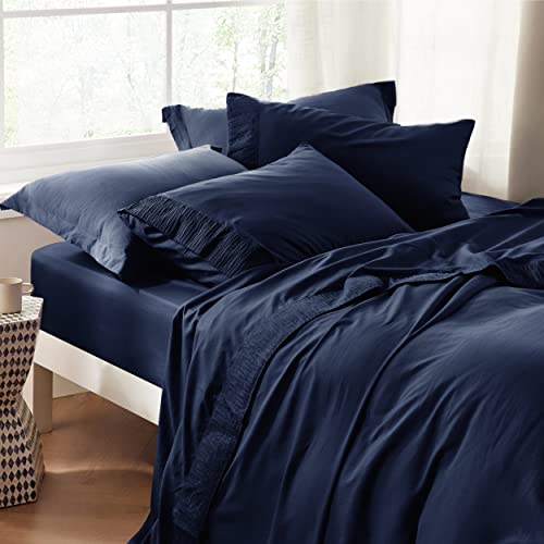 Bedsure Queen Sheets Navy - Soft 1800 Sheets For Queen Size Bed, 4 Pieces Hotel Luxury Queen Sheet Set, Easy Care Polyester Microfiber Cooling Bed Sheet Set #TOP4