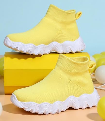 FUNCOS Slip On High Top Sneakers for Boys & Girls - Breathable Knit Walking Shoes, Lightweight Unisex Sports Sneakers with Arch Support3