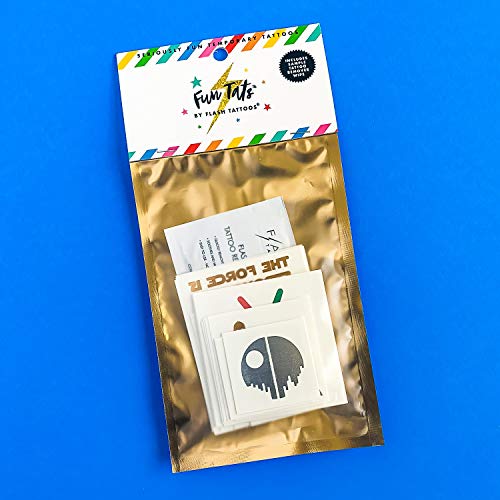 Intergalactic Variety Set Of 25 Assorted Flash Tattoos, Premium Waterproof Metallic Gold/Silver/Black Galaxy Inspired Temporary Foil Flash Tattoos, Battle Station, Foil Tattoo, Kids Tattoo #TOP3