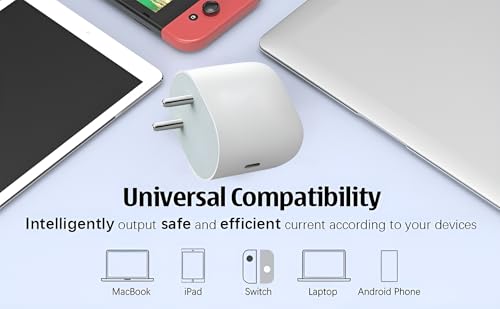 Image of Universal 45W Type C Laptop Charger Adapter with 3.3 FT Type-C Braided Cable for HP Laptop, Lenovo, Dell, Acer, Infinix, MacBook & More USB C Fast Charging, Laptop Charge Easy to Travel 45 w, White