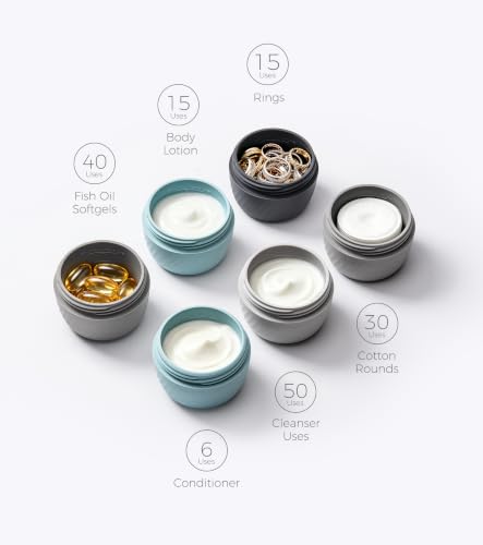 Image of TakeToday Travel Containers for Toiletries, 3oz, 4 Pack, Grey | Air Travel Leak-Proof, TSA Approved, Silicone Jars with Lid, for Cosmetics & Toiletries
