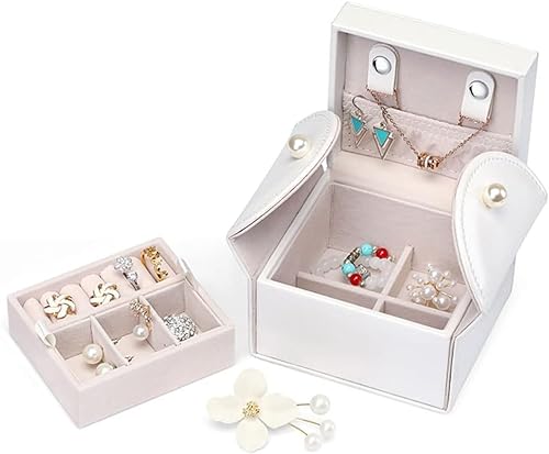Schmuckaufbewahrungsbox Schmuck-Organizer Kleine Schmuckschatulle 2-lagiger Reise-Schmuck-Organizer Tragbarer Schmuckkoffer Geschenk für Frauen Mädchen Geschenk Schmuckaufbewahrung für Ringhalskette