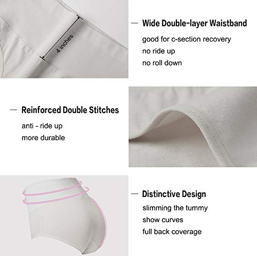 Image of Innersy Women's 5 Pack High Waist Tummy Control Solid Color Cotton Briefs Panties