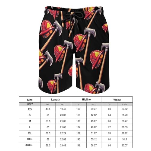 Firefighter Fireman Firefighting Men's Swim Trunks Quick Dry Board Shorts Hawaiian Beach Shorts With Pocket2