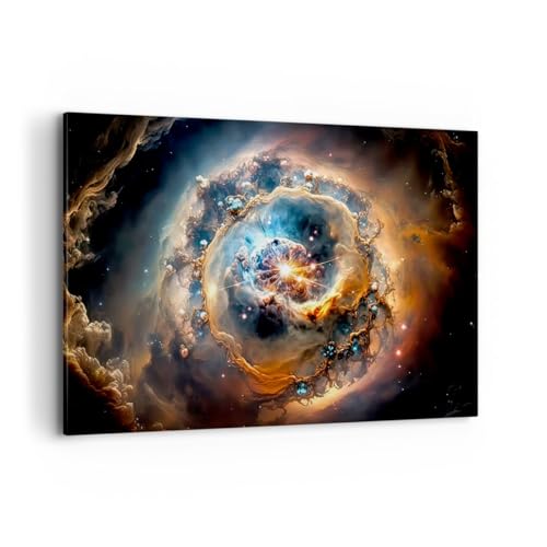 Deco Cadre Décoration Salon Univers Cosmos Galaxie Moderne Impression sur Toile 120x80cm Image Tableau Decoration Murale Chambre Horizontal Art Wall Grand Tableaux...