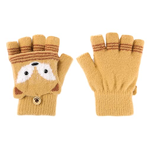 Image of Holiberty Cute Baby Kids Winter Fingerless Gloves Toddler Boys Girls Cartoon Christmas Elk Knit Mittens Warm Snow Gloves 2-8Y