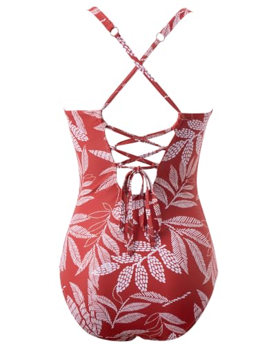 Image of SUUKSESS Womens Tummy Control One Piece Swimsuit Sexy Crisscross Back Bathing Suit