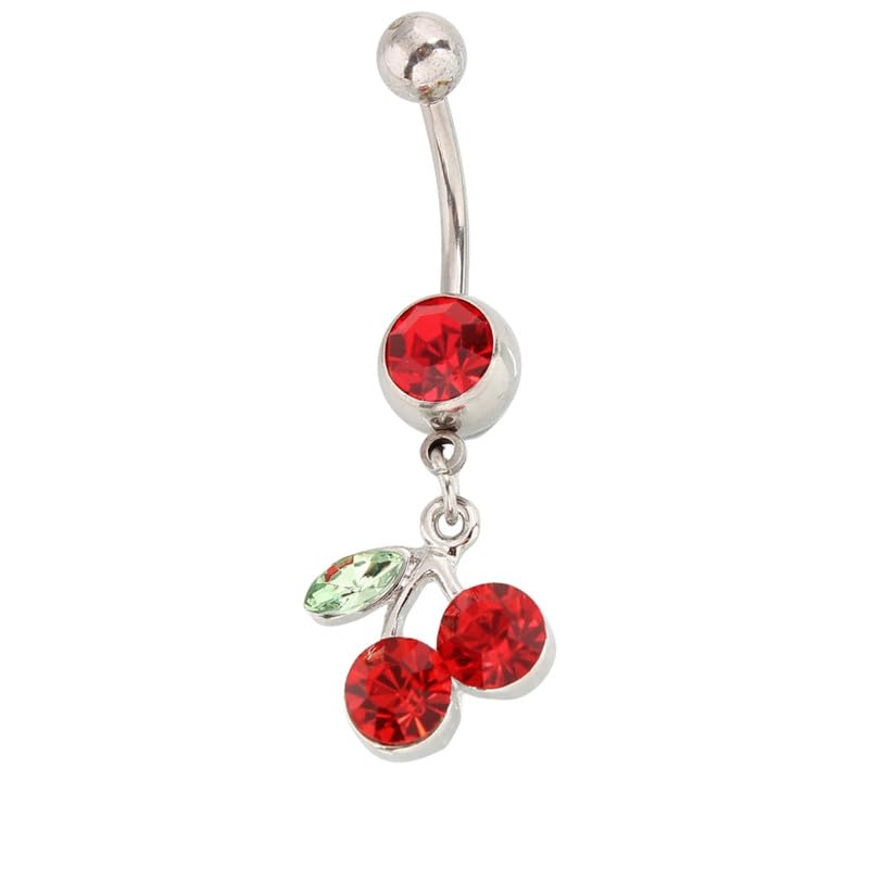 carl vinson Cherry Pendant Belly Button Ring | Stainless Steel Curved Rod Navel Nail Body Piercing Jewelry for Women-picture-46