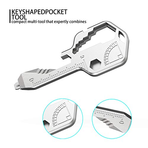 24 In 1 Multi-Tool Key，Key Pocket Tool For Universal Gadget Functions，Stainless Steel Keychain Multi-Tools for Screwdriver, Bottle Opener, Drill Driver, Box Cutter, Wrench, Ruler - Thumbnail 2