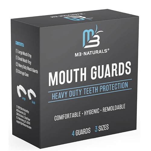Mouth Guard for Grinding & Clenching Teeth BPA Free 4 Guards for Adults & Kids Dental Guards Bite Guards Night Guards for Teeth Grinding Teeth Grinding Mouth Guard for Sleep by M3 Naturals