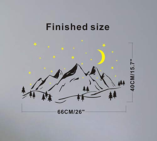 Vinilo decorativo montañas y árbol con luna y estrellas miniatura 5