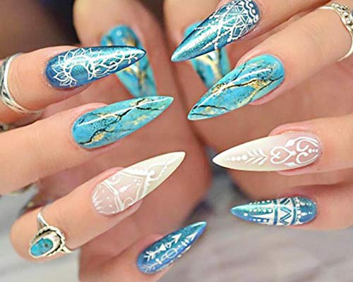 MoreChioce 500 Stück Falsche Nägel zum Aufkleben,Damen Beige Stiletto Künstliche Nägel Acryl Nageltips Fake Nägel… – Bild 4
