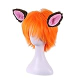BERON New Arrival Cool Boy Men's Original Design Cosplay Costume Party Short Layered Wig With Wig Cap (Orange Brown/Ears Not Include)