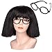 ColorGround Women and Kids Fluffy Medium Cruly Cut Bangs Wig