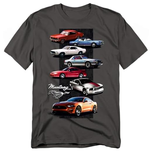 Ford Mustang Stack Unisex Adult T Shirt (X-Large) Charcoal