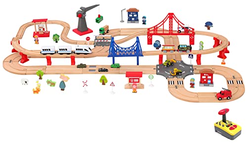 image for Z MAYABBO Motorized Train for Wooden Track, Remote Control Train with 