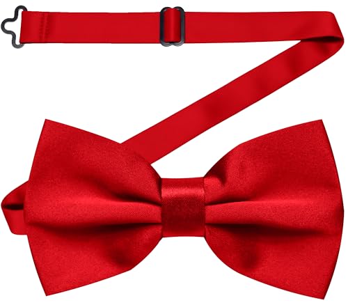 alsat Mens Red Bow Tie - Pre Tied Bowtie for Men Women Boys - Mens Adjustable Bow Ties for Formal Wear (Red)