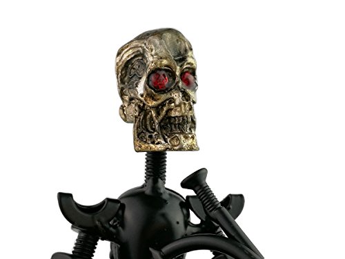 2 In 1 Balck Iron Art Nut And Bolt Skull Music Man Figure Elegant Unique Western Style Clock Watch ~Home Office Desk Decor Gift (A05612 Small Horn) #TOP4
