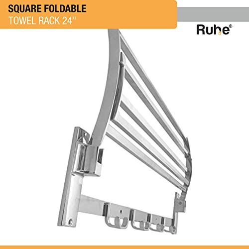 Image of Ruhe Square Foldable Towel Rack | Premium Grade Stainless Steel Square Foldable Towel Rack /Towel Holder /Towel Stand /Accessories for Bathroom and Kitchen | (24 Inches)