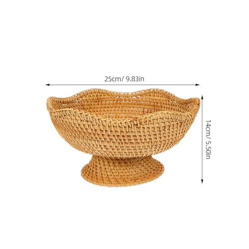 Cesta de almacenamiento tejida de ratán redonda para servir snacks en tu mesa de café 3