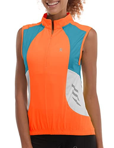 Image of Little Donkey Andy Women's Half Zip Breathable Cycling Vests Reflective Sleeveless Jerseys Shirts Golf 4 Rear Pockets