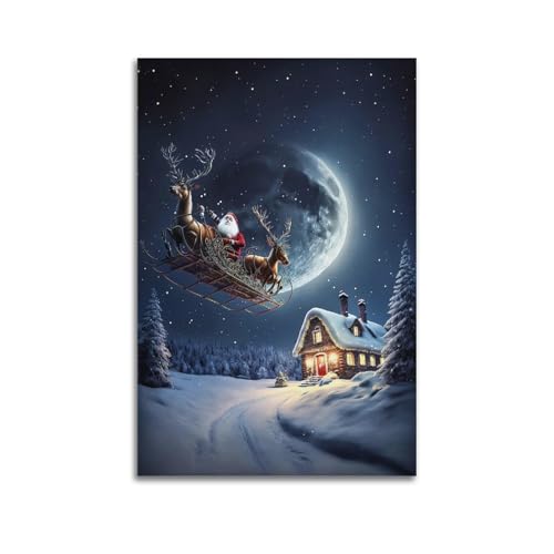 Cadeau de Noël décoration pour salon et chambre enfant toile Père Noël