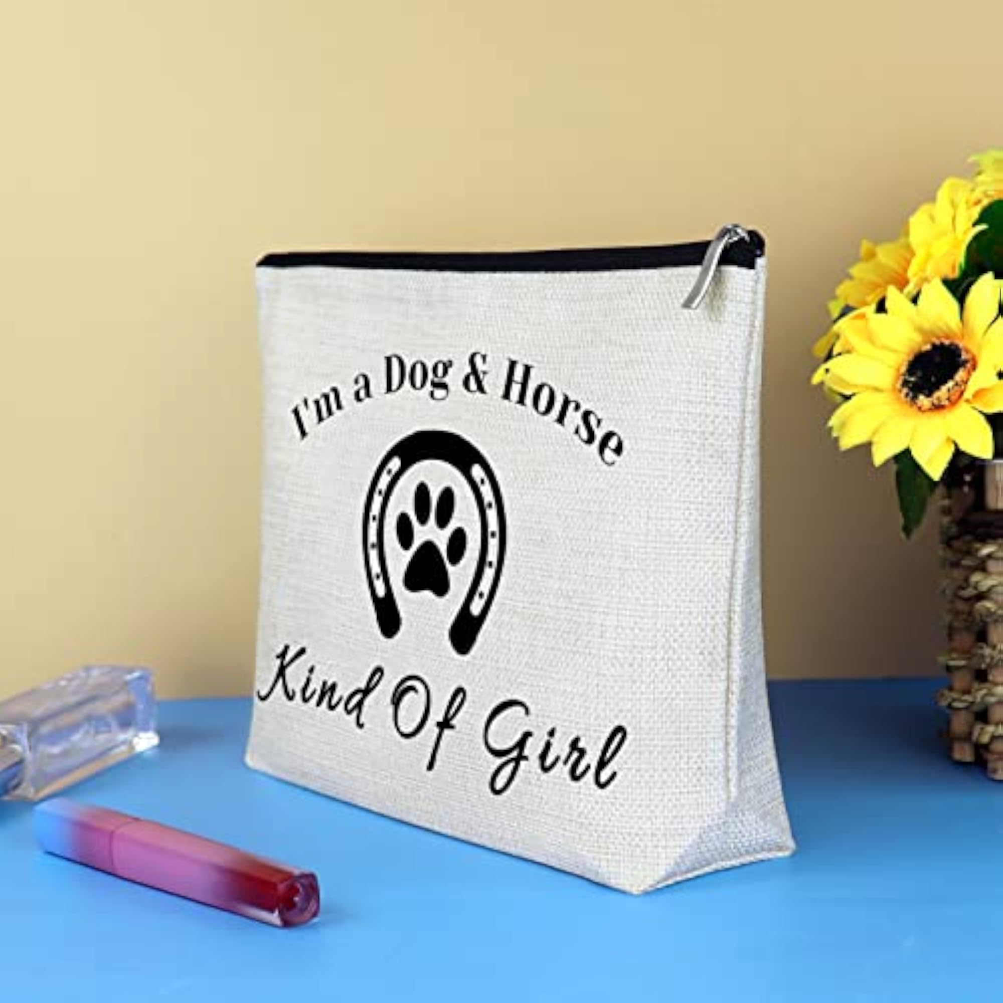 Dog & Horse Lover Makeup Bag, Travel Cosmetic Gift