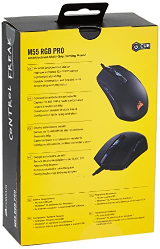 Corsair M55 Rgb Pro Multi-Grip Gamer Mouse With Ambidextrous Design Black - Ch-9308011-Na #TOP1