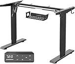 MAIDeSITe Height Adjustable Electric Standing Desk Frame Two-Stage with Heavy Duty Steel Stand up Desk Computer Desk with Automatic Memory Smart Pannel (Black)