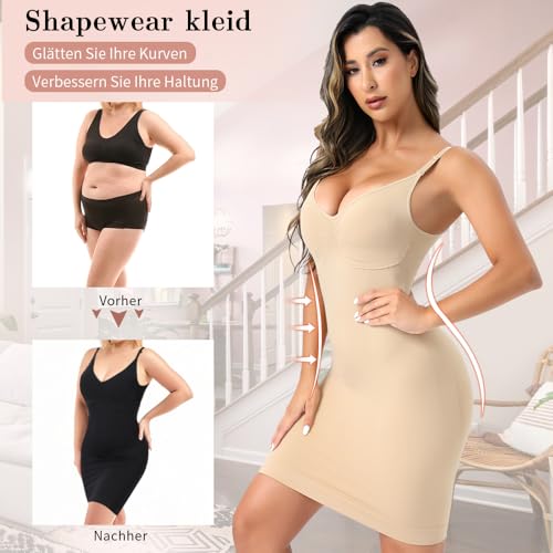Wivzo Shapewear Damen Unterkleid Sexy Bauch Weg Figurformende Unterkleid Miederkleid Damen mit Trägern Shaping Full Slips