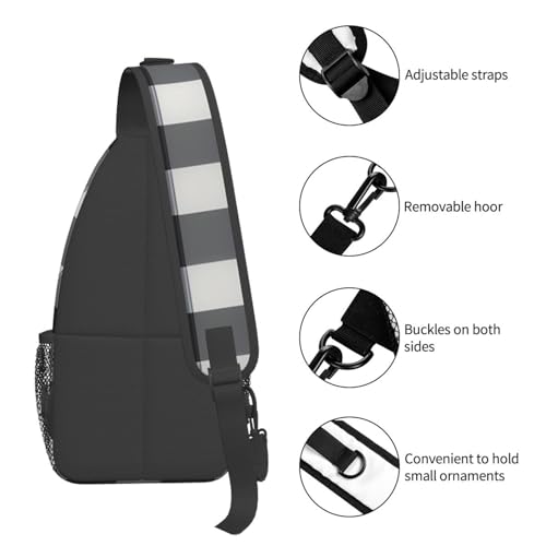 Mochila tipo bandolera negra con estampado a cuadros miniatura 5