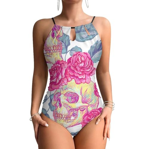 Swimsuit monokini crâne coloré sculptant et gainant pour femme active