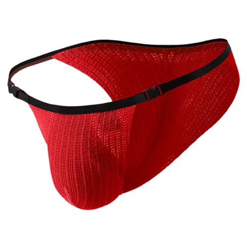Calzoncillos triangulares para hombre, ropa para intimidad nocturna con detalles de correa, comodidad durante todo el año, se recomienda lavar a mano, rojo, XL