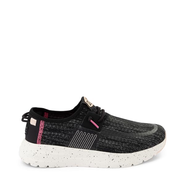 HEYDUDE Women's Sirocco W Sport Stripe Black/Pink Size 10 | Women's Shoes | Women Slip-on Sneakers | Comfortable & Light-Weight