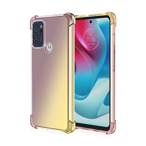 HONLEN Funda para Motorola Moto G60s Carcasa, (6.8' Inches) Gradiente Transparente TPU Silicona Case, Protección de Esquina Mejorada Cover Oro Negro