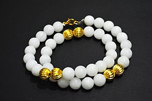 Collier en agate blanche naturelle et vermil or 16 pouces de LKBEADS