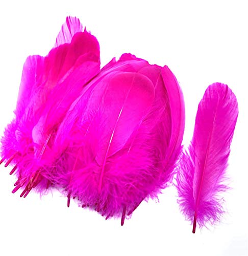 Suneast Lot de 100 Plumes d'oie pour Loisirs Créatifs, Attrape-Rêves, Boucles d'oreilles, Mariage, Festival, Décoration de Fête Prénatale - Rose Rouge, 12-18cm
