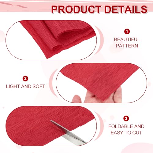 Image of MECCANIXITY Crepe Paper Roll 8.2ft Long 13 Inch Wide for Wedding Ceremony Various Large Festivals Decoration, Dark Red