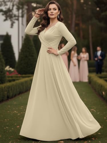 Image of KOH KOH Womens Long Sleeve Empire Cocktail Elegant Evening Versatile Maxi Dress