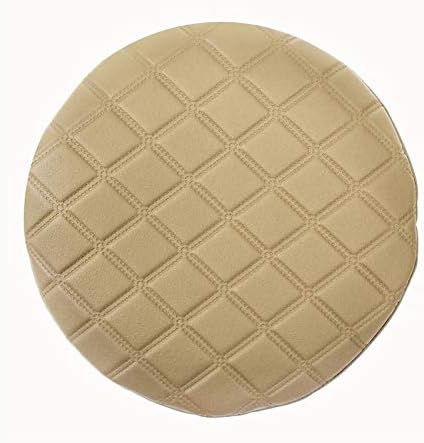 Round Faux Leather Bar Stool Cover - Elastic, Thicken Slipcover for Barbershop and Home - Durable and Anti-Aging(Camel 33cm)