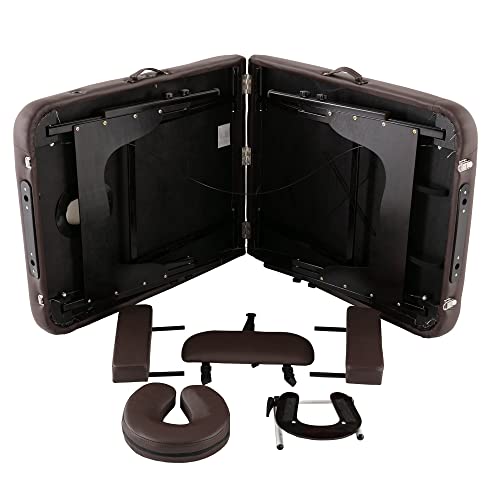 Portable Massage Bed PU Leather Spa Bed 84x38x24-35 Inch 2 Section Adjustable Folding Massage Table Brown - Image 5