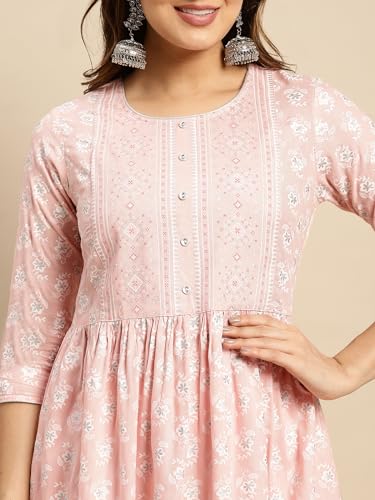 Image of rangita Rayon Calf Length Printed Flared Kurti for Women | Kurta for Women