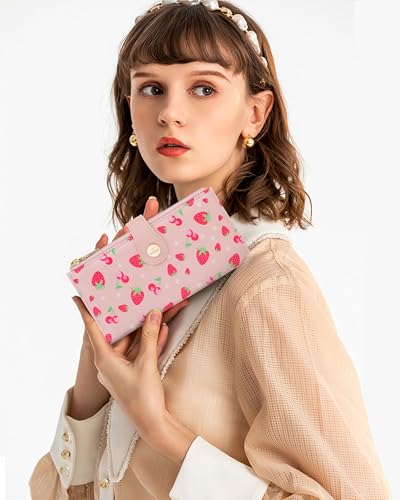 Image of Cute Women's Slim Wallet,Thin RFID Card Holder with Zipper Pocket
