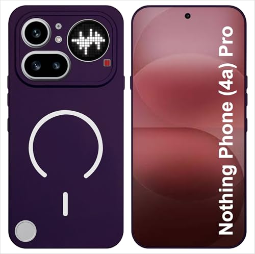 SBMS Silicone Back Cover Case for Nothing Phone 4a Pro 5G | Soft Micro-Fibre Lining Inside | Magsafe Print On Back Side Camera Protection Bump | Shockproof Case Nothing Phone 4a Pro 5G (Purple)