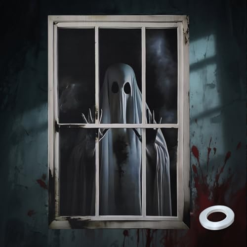 JINGTOPS Halloween Horror Deko Fensterdeko, Halloween Banner Hängen,...